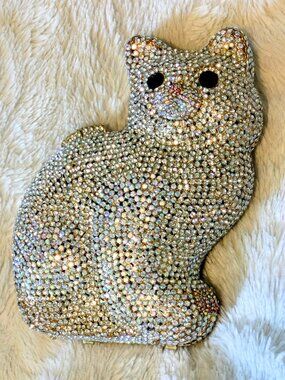 Cat Crystal Clutch Purse